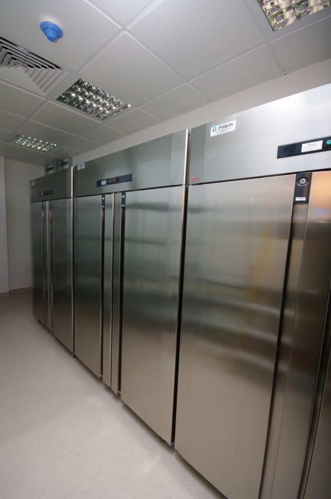 Row of stainless stell refrigerators