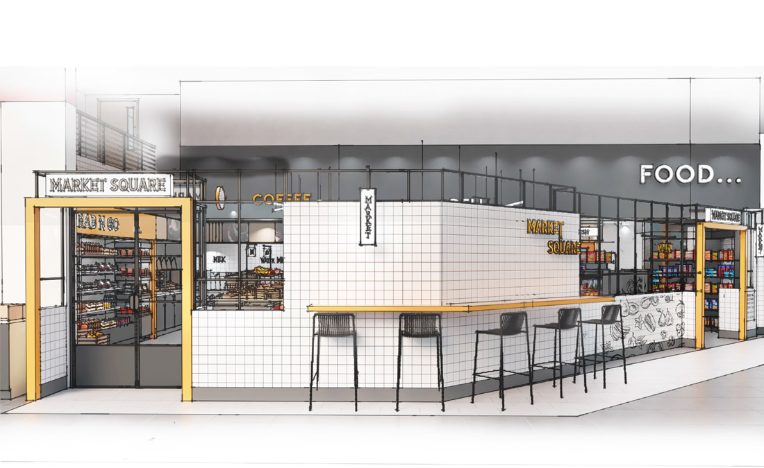 3D rendering of shop and servery at DCU