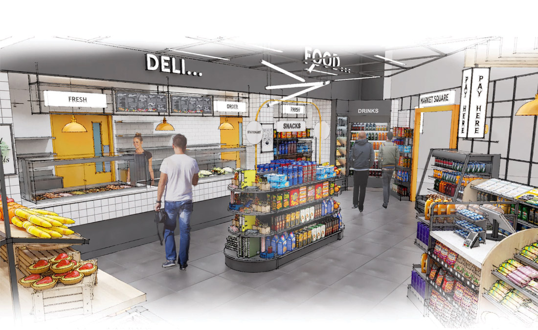 3D rendering of shop and servery at DCU