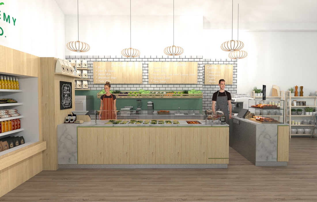 3D rendering Alchemy coffee and food front servery