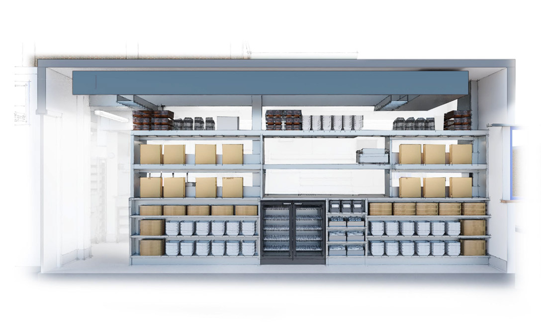 3D Section of shipping container restaurant - Bujo Burgers