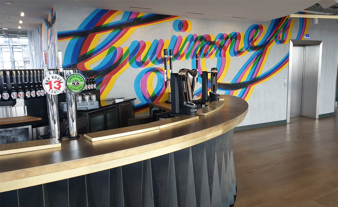 Detail of bar taps and counter - Guinness Gravity Bar