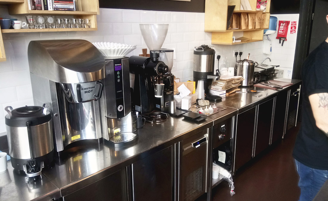 Fully stainless steal rear counter space at Joe's cafe