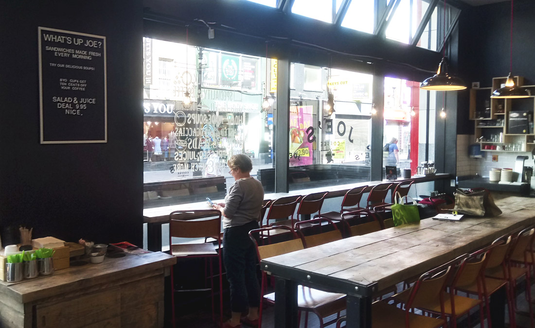 Seating area at Joe's Cafe in Dublin