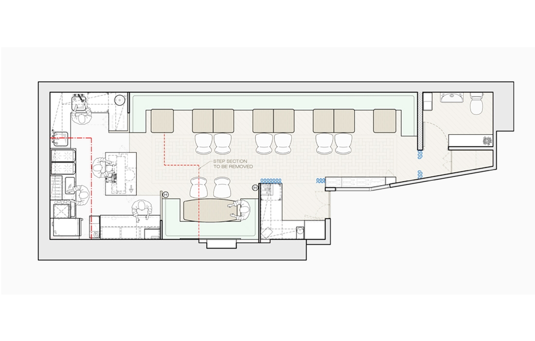 Floor plan layout of Liath restaurant