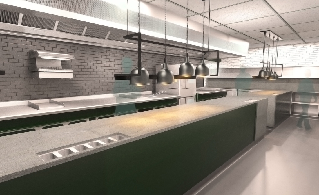 3D rendering of Commercial kitchen fitout for Merrion Hotel