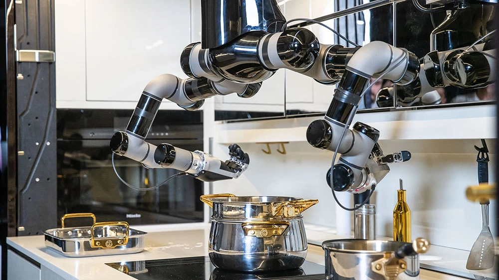 Robot arms in commercial kitchen