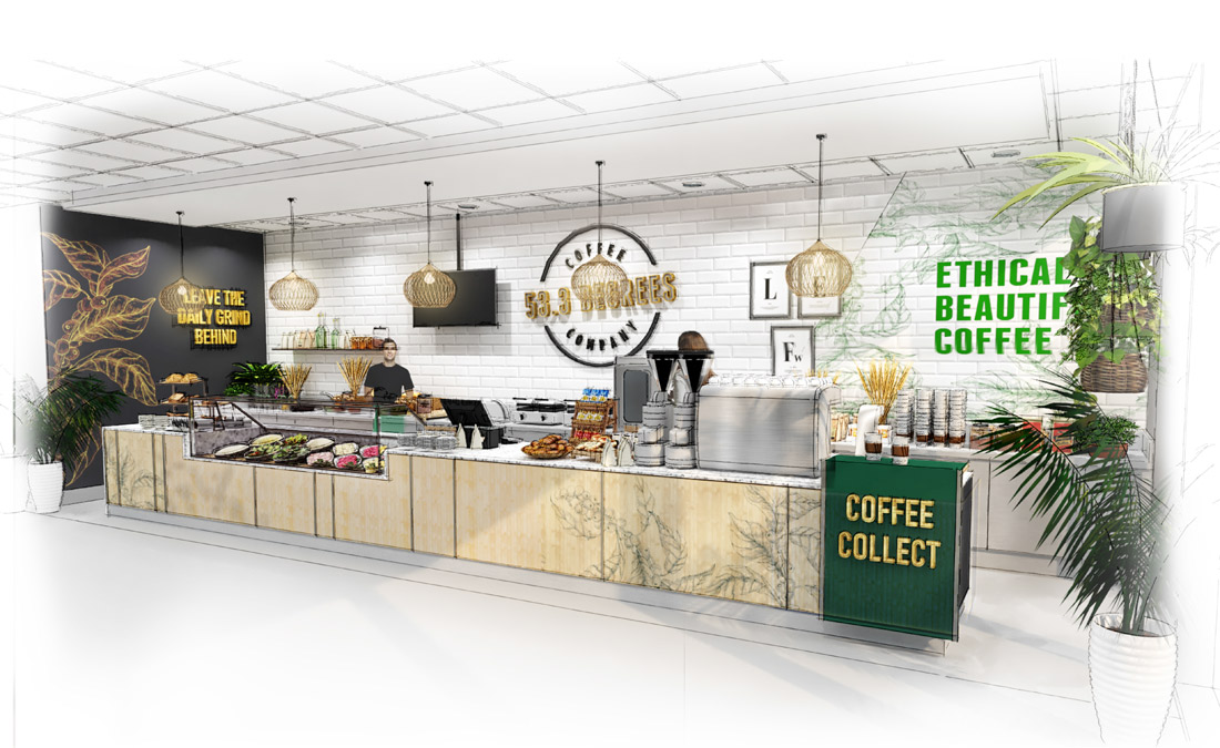 3D render of 53.3 degrees coffee and deli at state street bank